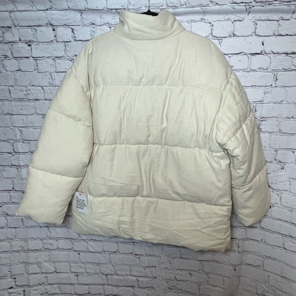 New Asos Design Women’s Cream Washed Linen Puffer Jacket Size US 6 - Picture 11 of 16